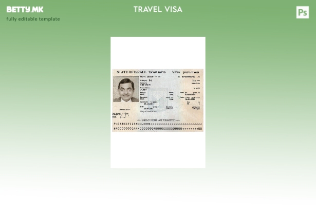 Шаблон за израелска туристичка виза во модерен стил